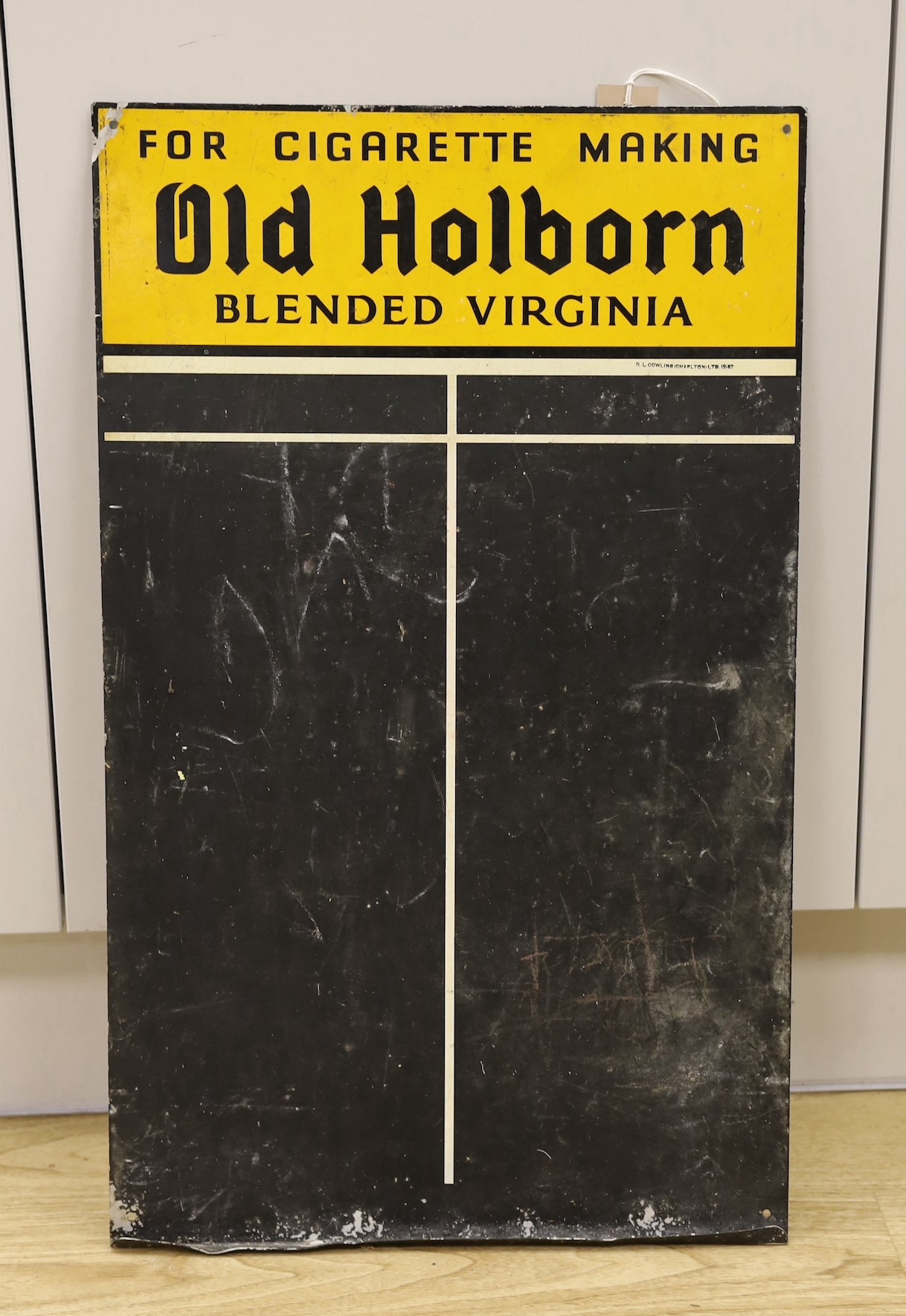 Old Holborn Blended Virginia advertising darts score board, 67x41cm